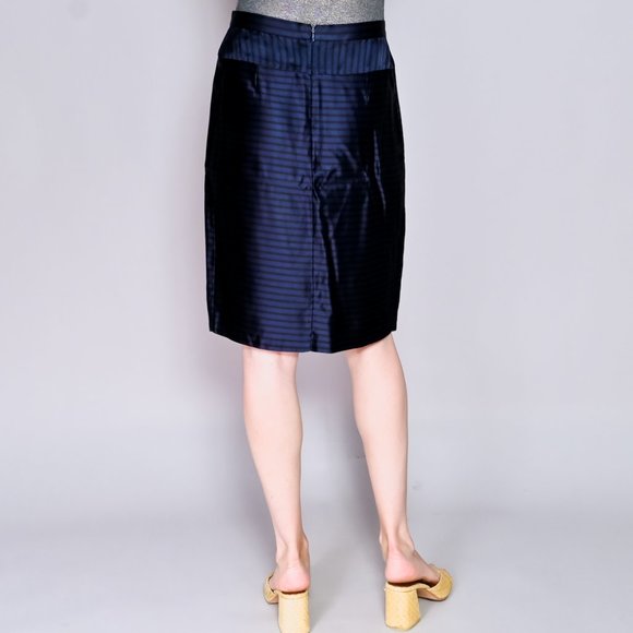 DRIES VAN NOTEN Blue Stripe Satin Skirt - Picture 4 of 6